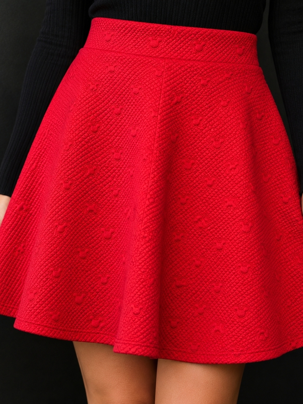 Disney A Collection By Lauren Conrad Quilted Circle Mickey Mouse Red Skirt